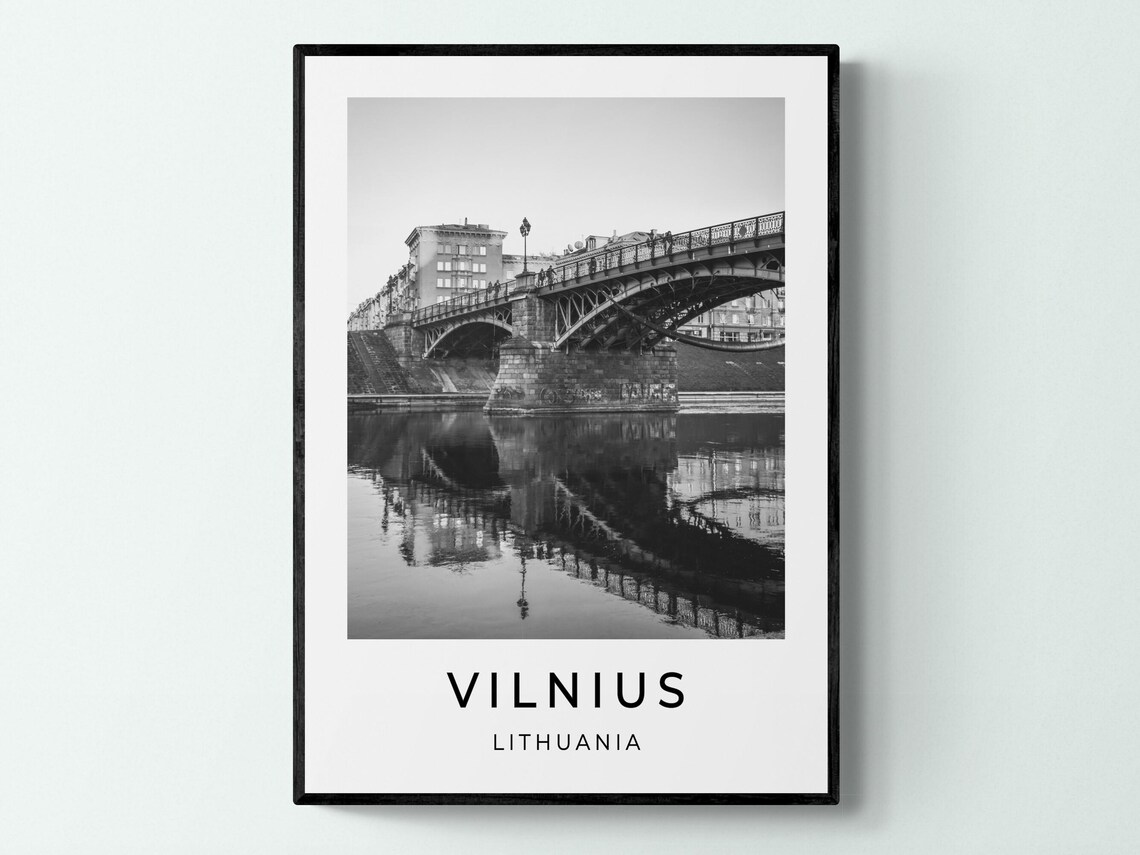 Vilnius Bridge - Black and White Travel Print