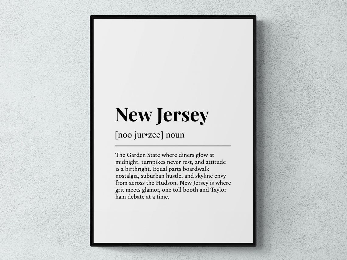 New Jersey State Funny Definition Garden State Typography Poster