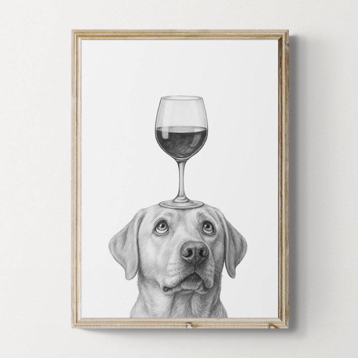 Labrador Retriever Dog Art Print, Funny Wine Decor