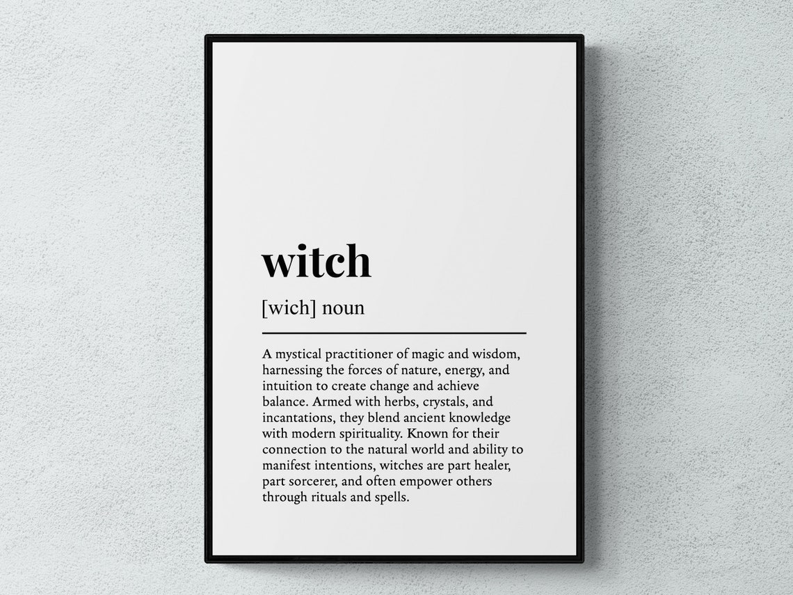 Witch Dictionary Definition Print Funny Gift Magic Wall Decor