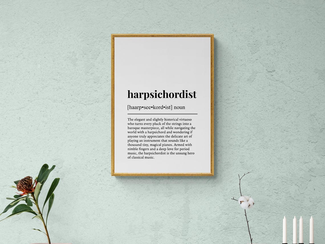 Harpsichordist Funny Dictionary Definition Baroque Musician Wall Art - Image 2