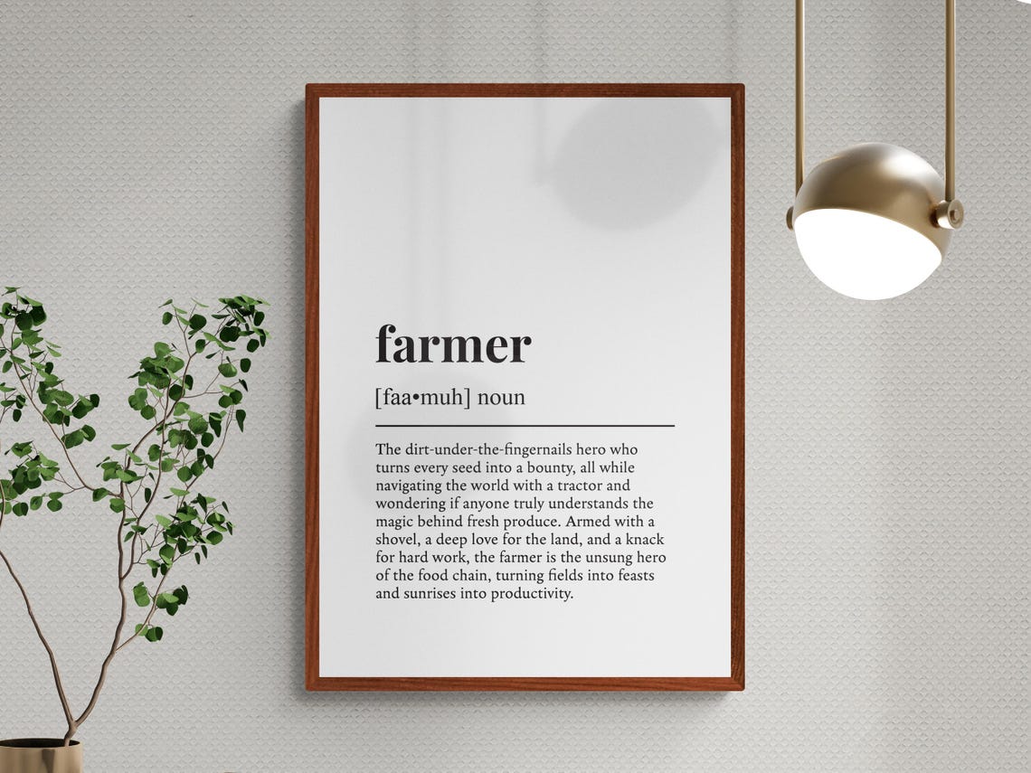 Farmer Funny Definition Minimalist Dictionary Word Art Poster - Image 3