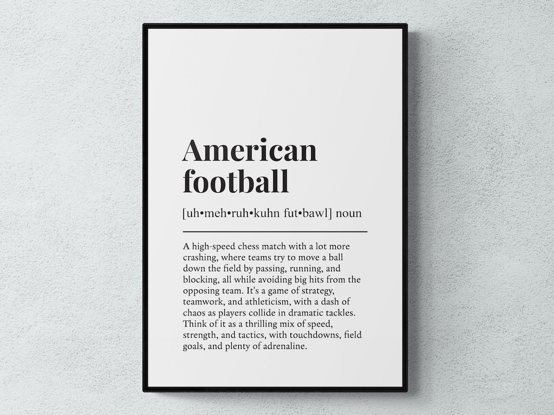 American Football Funny Dictionary Definition Sports Fans Poster