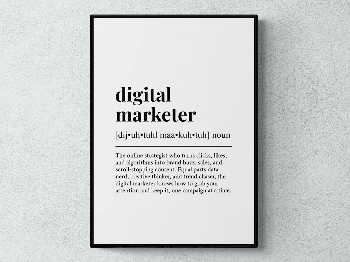 Digital Marketer Dictionary Definition Typography Minimalist Poster