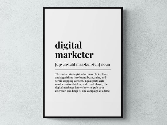 Marketer Funny Definition Job Work Gift Wall Art Print