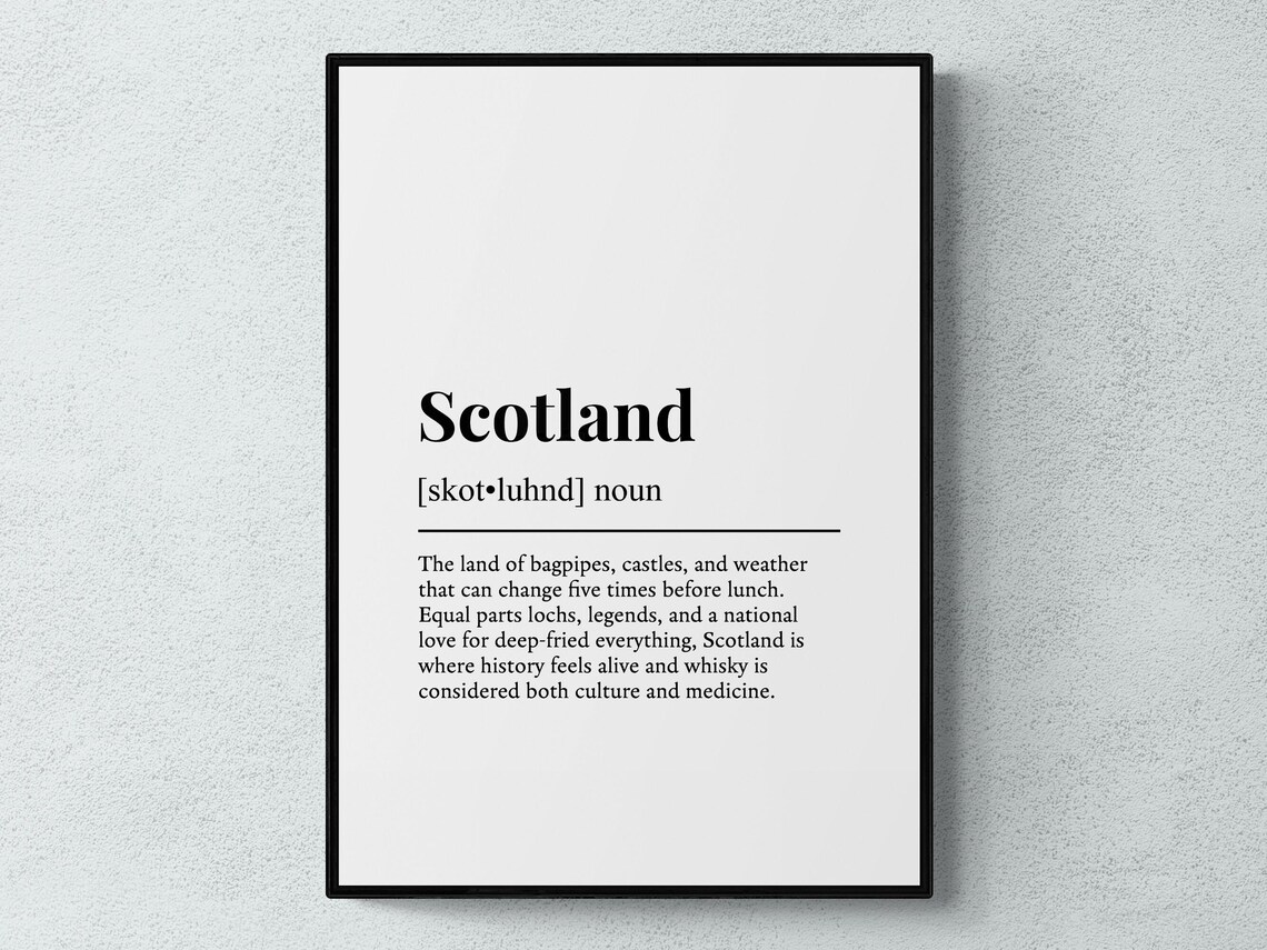 Scotland Funny Definition Travel Poster, British Gift