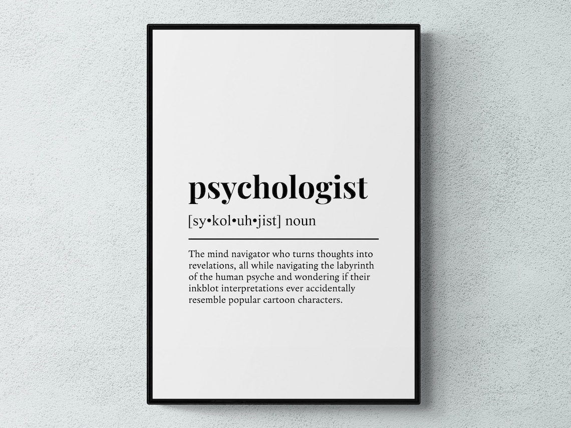 Psychologist Funny Definition Job Work Gift Wall Art Print