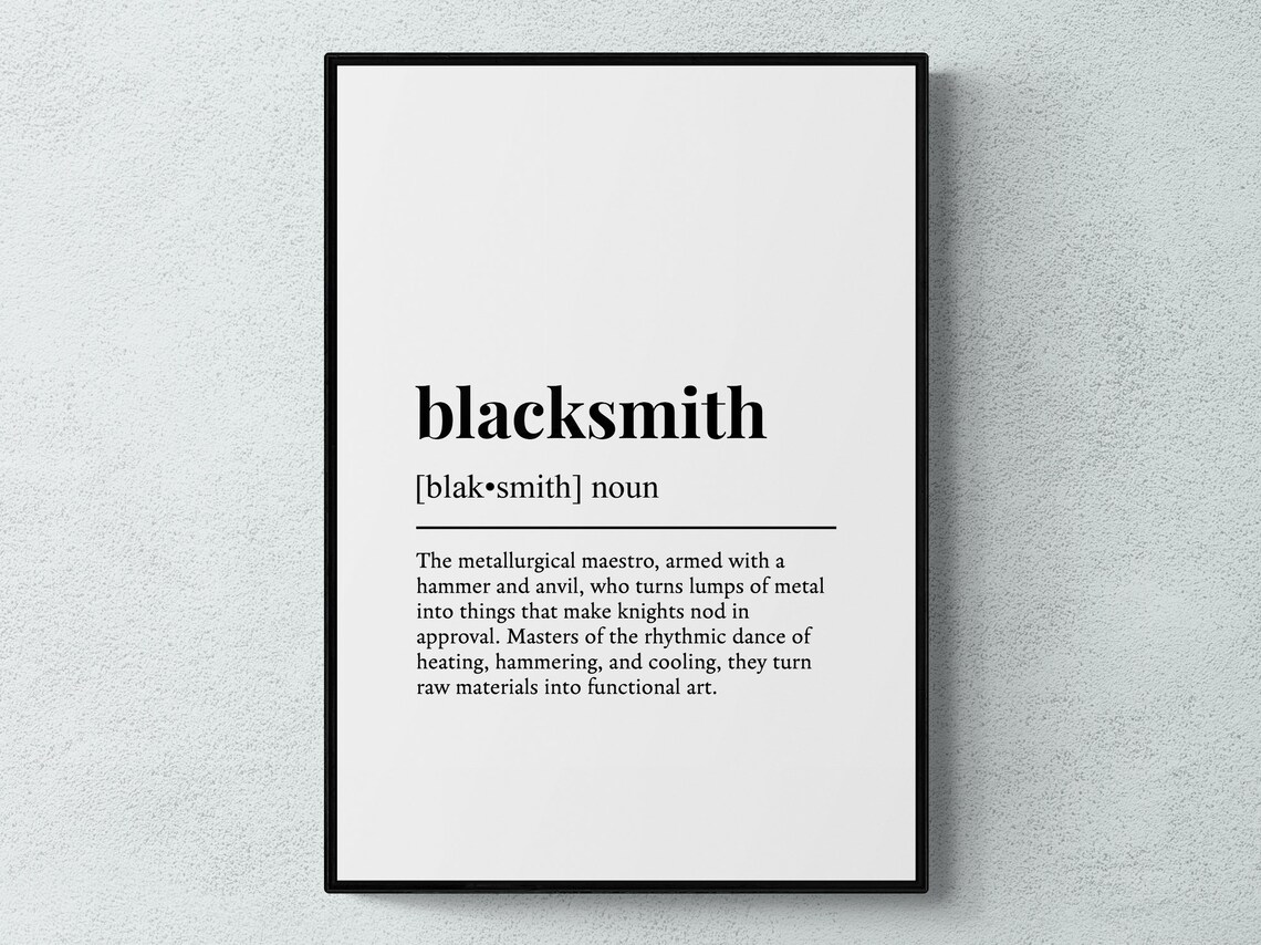 Blacksmith Funny Definition Typography Wall Art Print