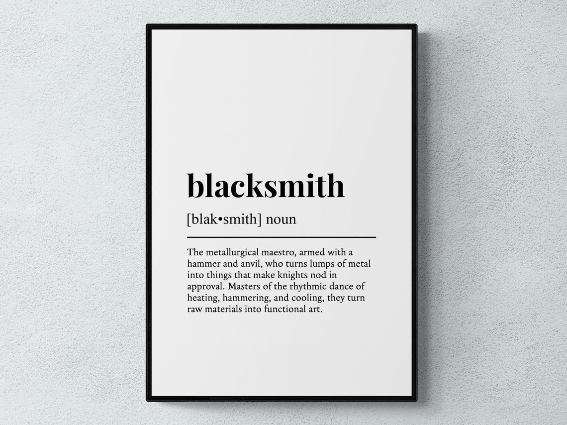 Blacksmith Funny Dictionary Definition Typography Wall Art Print