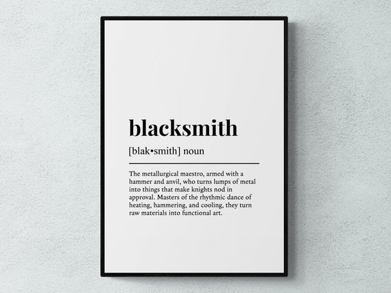 Blacksmith Funny Definition Typography Wall Art Print