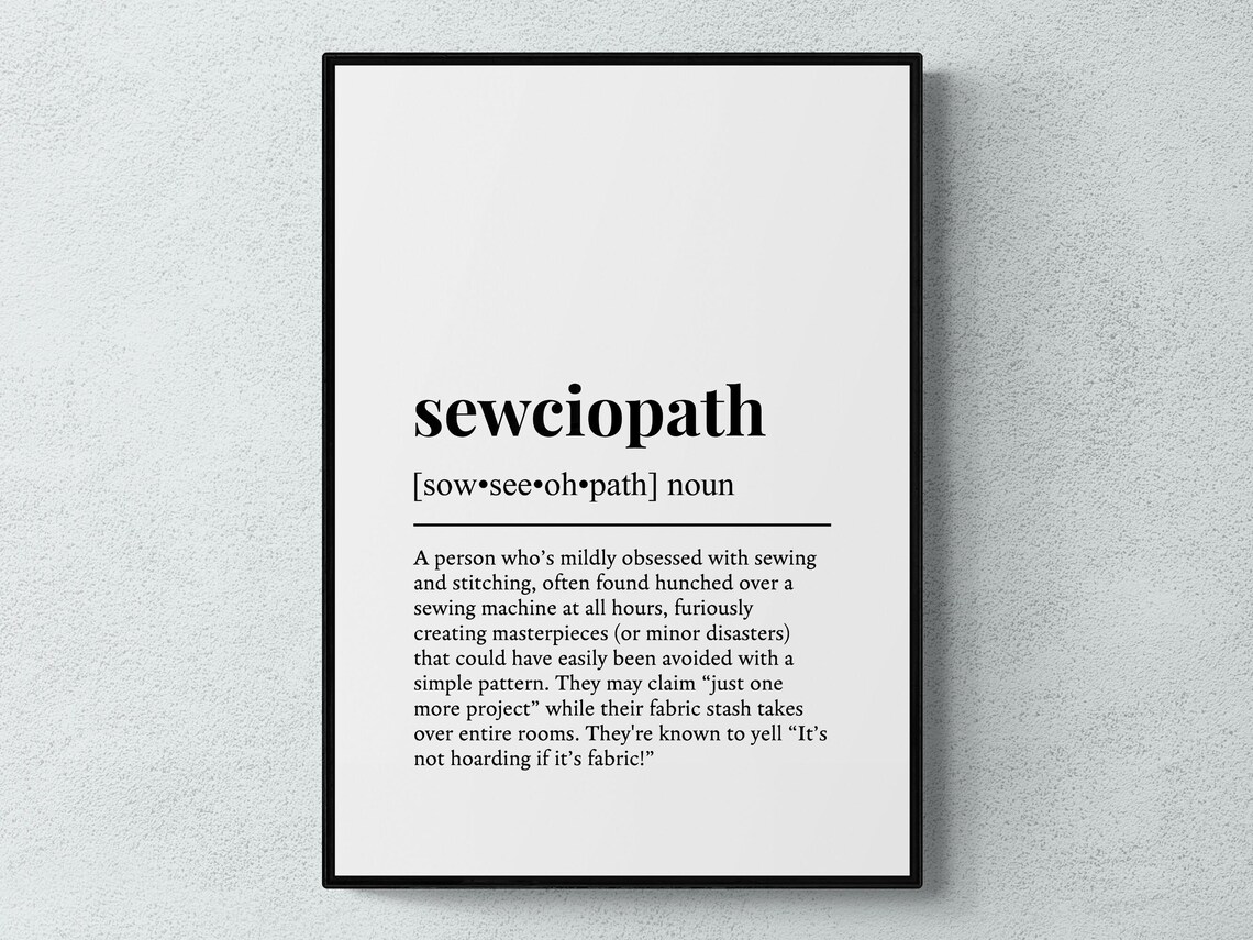 Sewciopath Funny Definition Typography Art Print