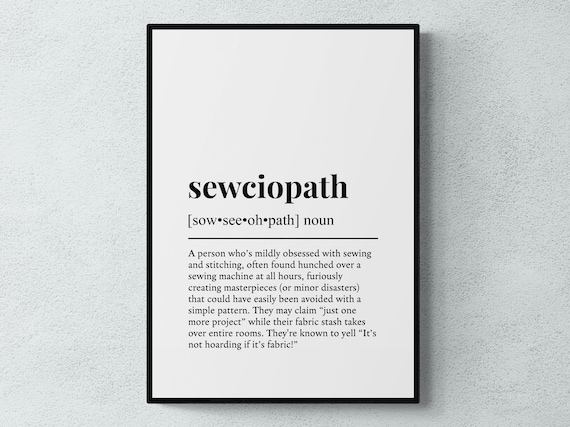 Sewciopath Funny Definition Typography Art Print