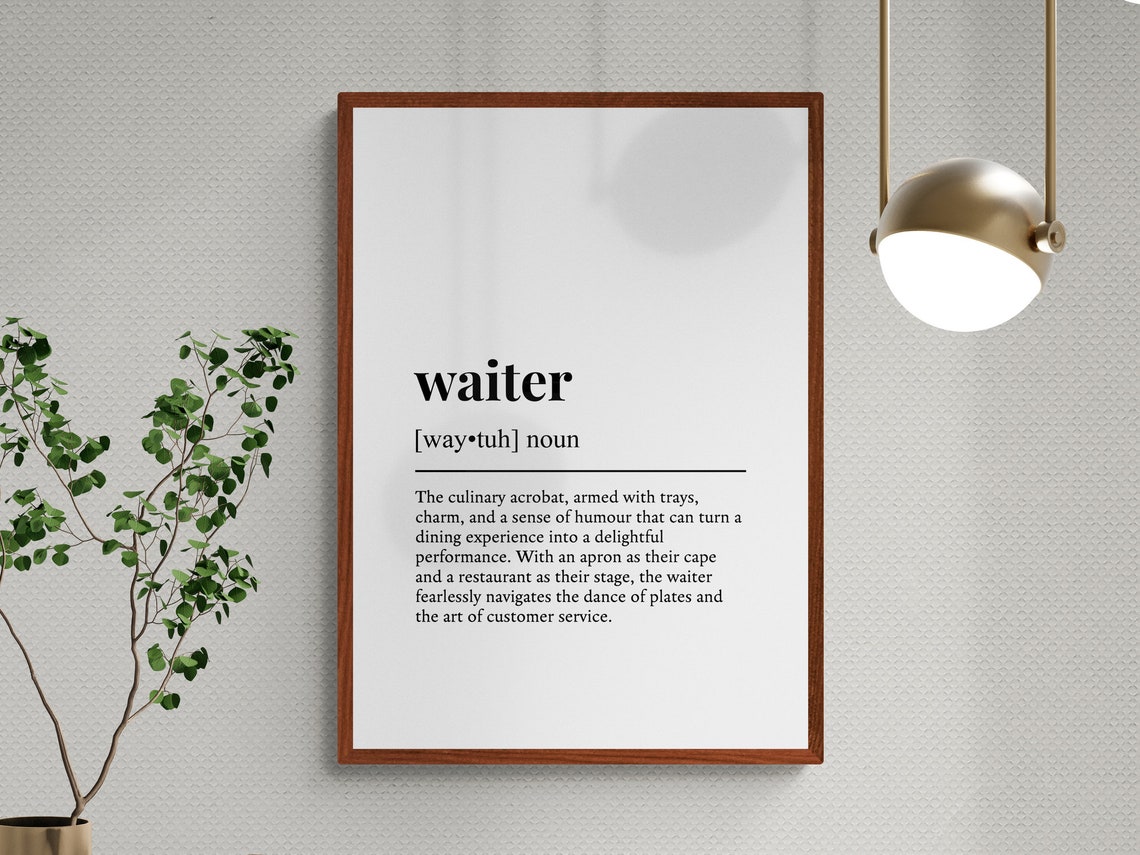 Waiter Funny Definition Dictionary Style Wall Art Office Gift - Image 3