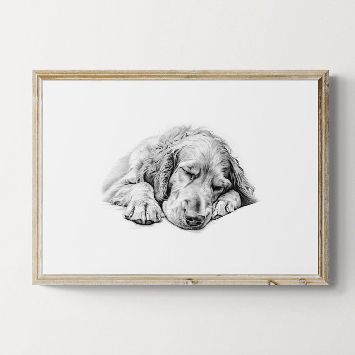 Irish Setter Sleeping Vintage Pencil Sketch Dog Breed Wall Art