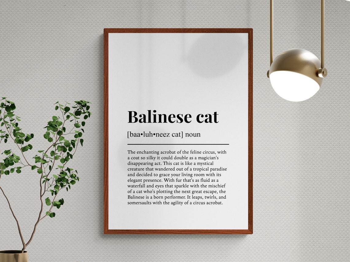 Balinese Cat Funny Definition Minimalist Dictionary Word Art Poster - Image 3