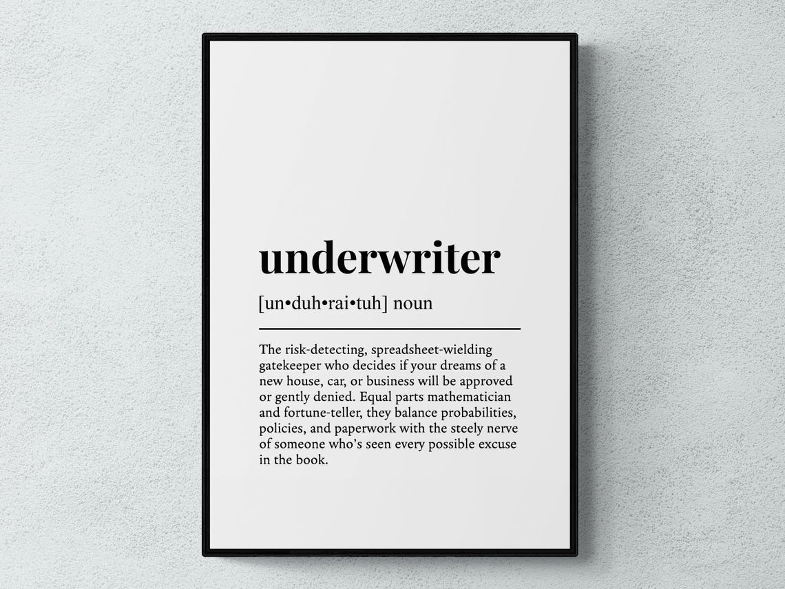 Underwriter Funny Dictionary Definition Minimalist Style Poster
