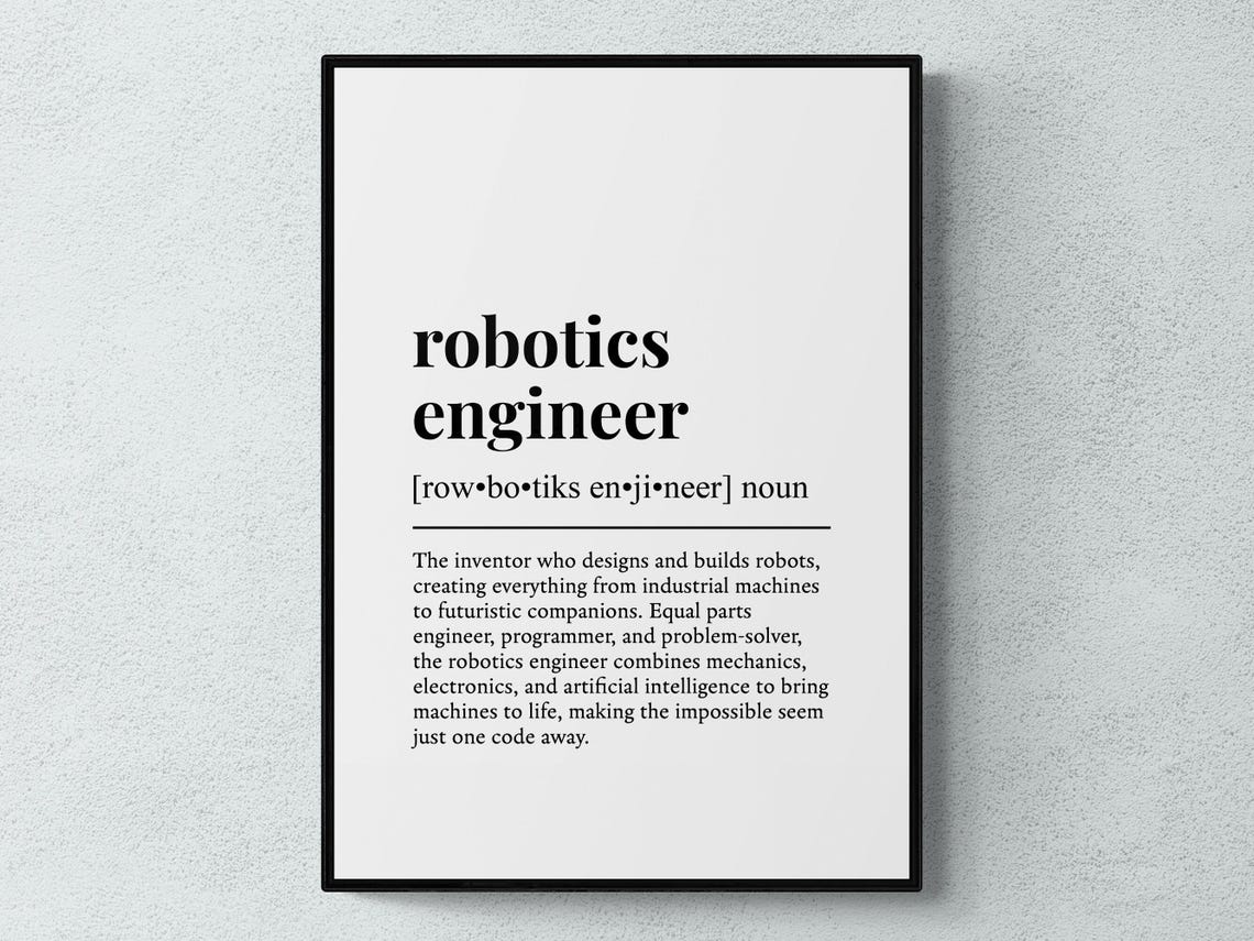 Robotics Engineer Dictionary Definition Inventor Tech Gift Poster