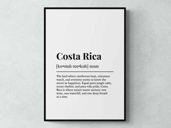 Costa Rica Funny Definition Central America Gift Wall Art Print