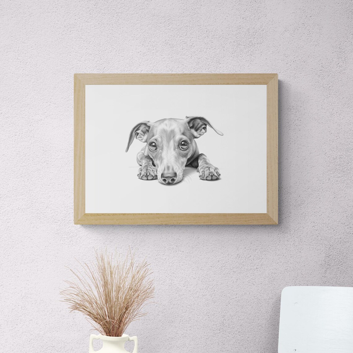 Italian Greyhound Puppy Pencil Sketch Adorable Elegant Cute Dog Print - Image 2