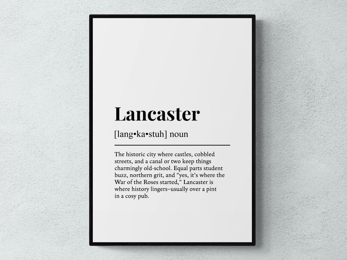 Lancaster England Funny Dictionary Definition Typography Poster