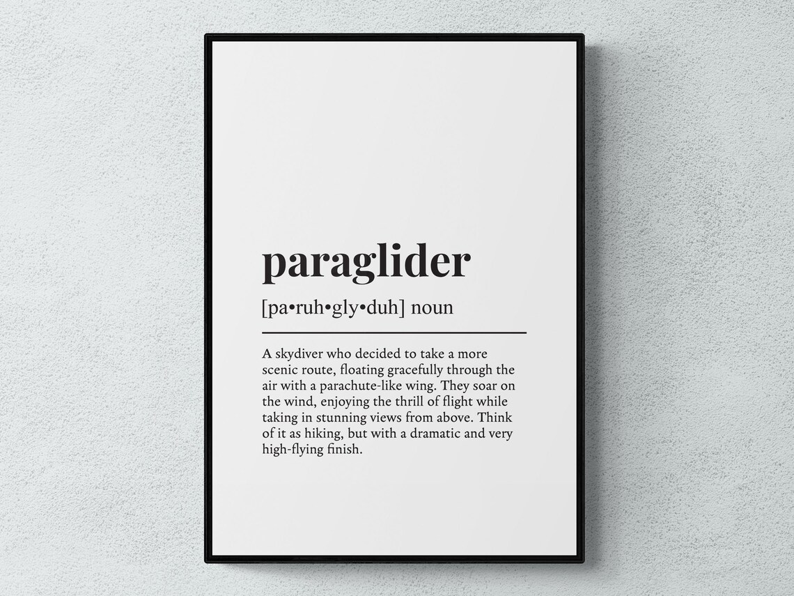 Paraglider Funny Definition Humor Art Print