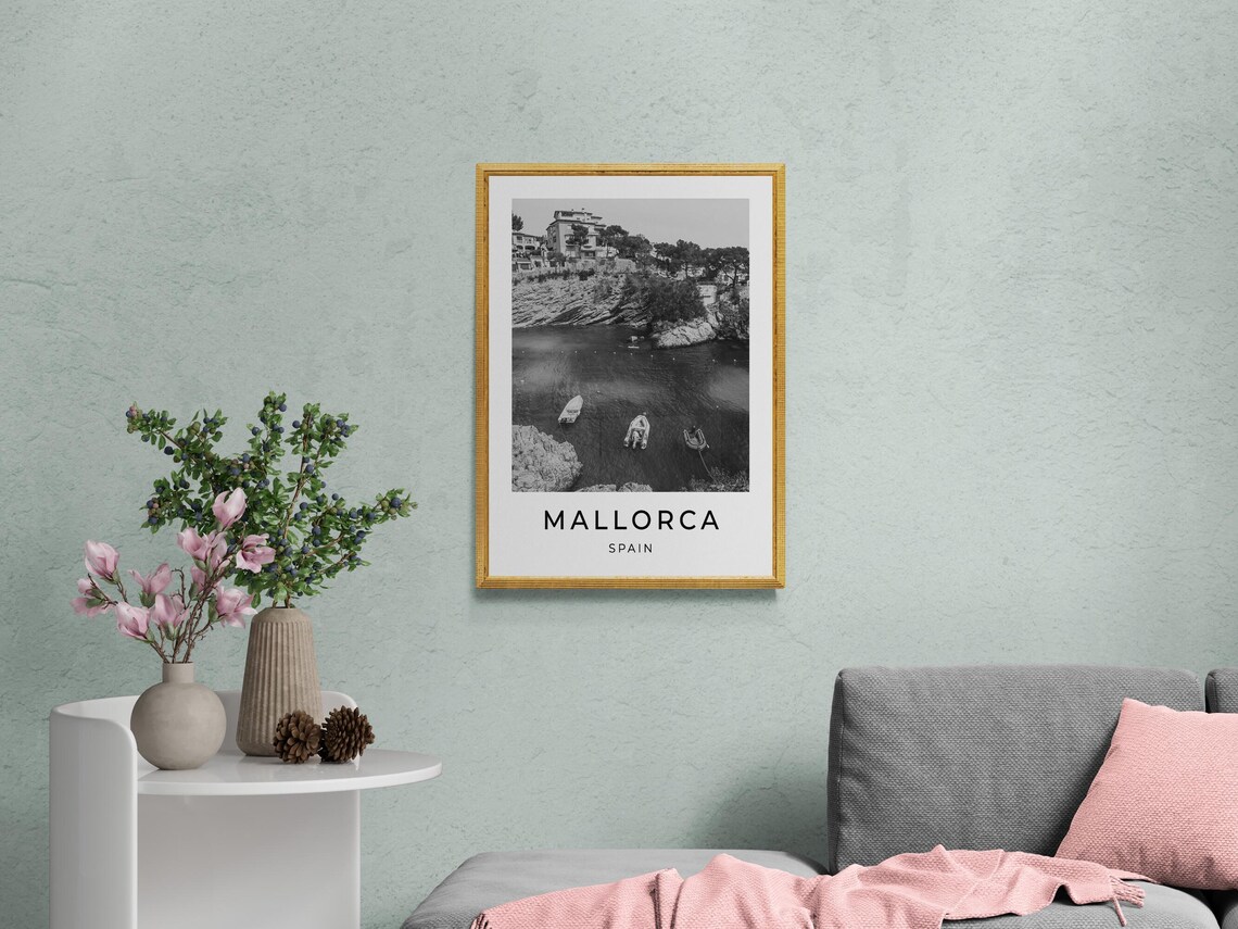 Mallorca Travel Poster, Black And White Monochrome - Image 2