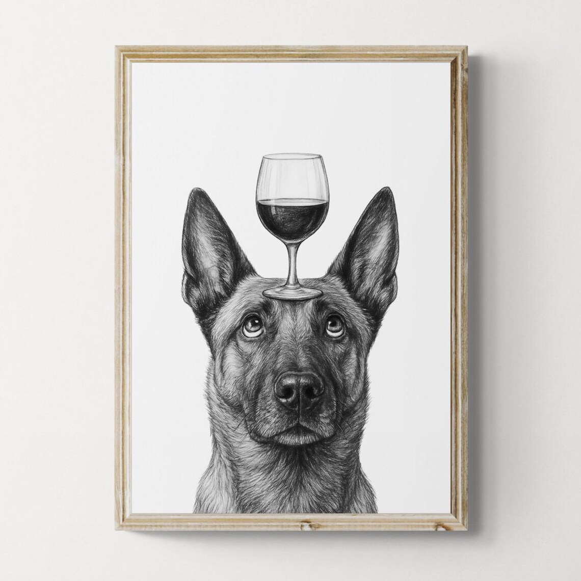 Belgian Malinois Funny Wine Dog Art Print