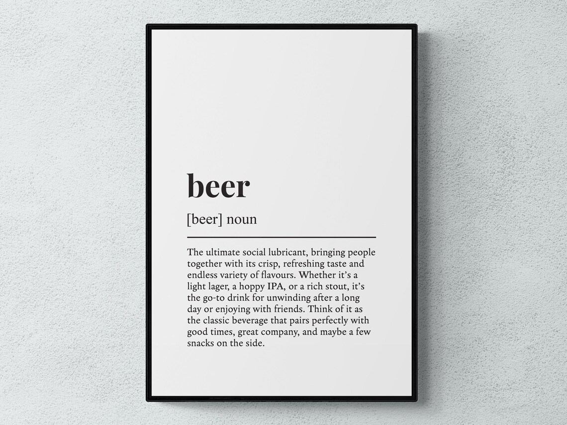 Beer Funny Definition Gift Wall Art Print