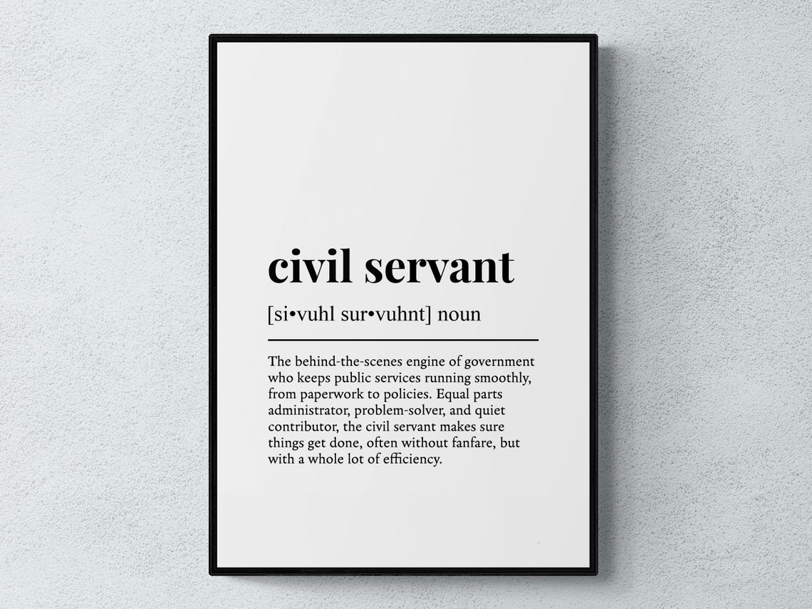 Civil Servant Funny Definition Job Work Gift Wall Art Print