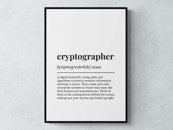 Cryptographer Funny Definition Job Work Gift Wall Art Print