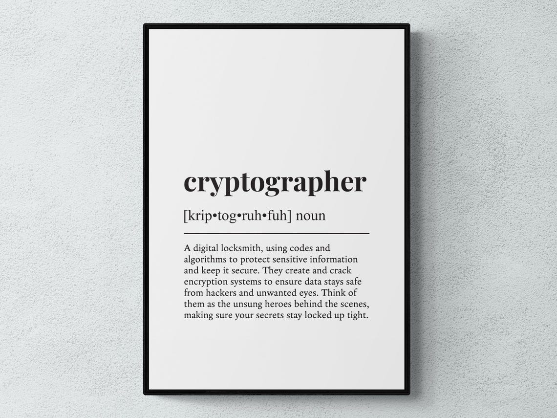 Cryptographer Funny Definition Code Security Humor Typography Poster