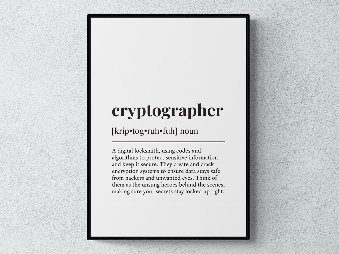 Cryptographer Funny Definition Job Work Gift Wall Art Print