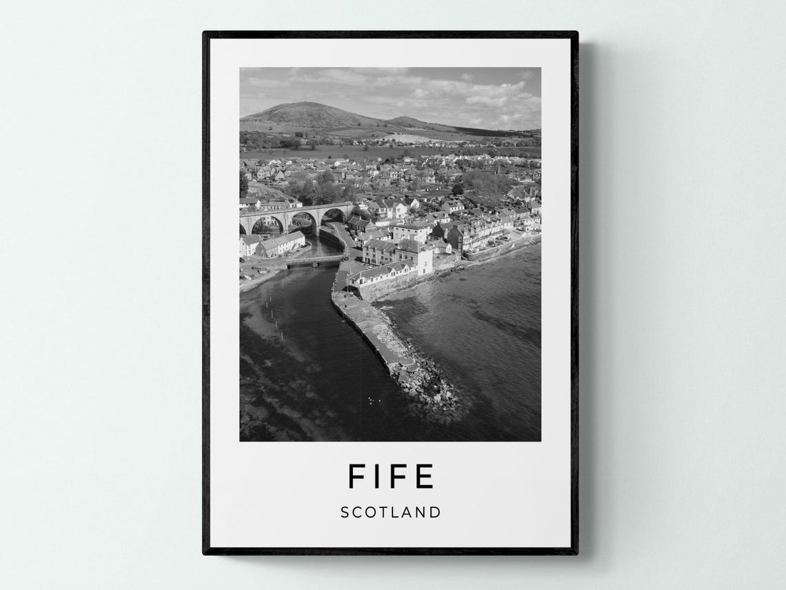 Fife Scotland Coastal Town Stone Viaduct Estuary Riverside View Poster