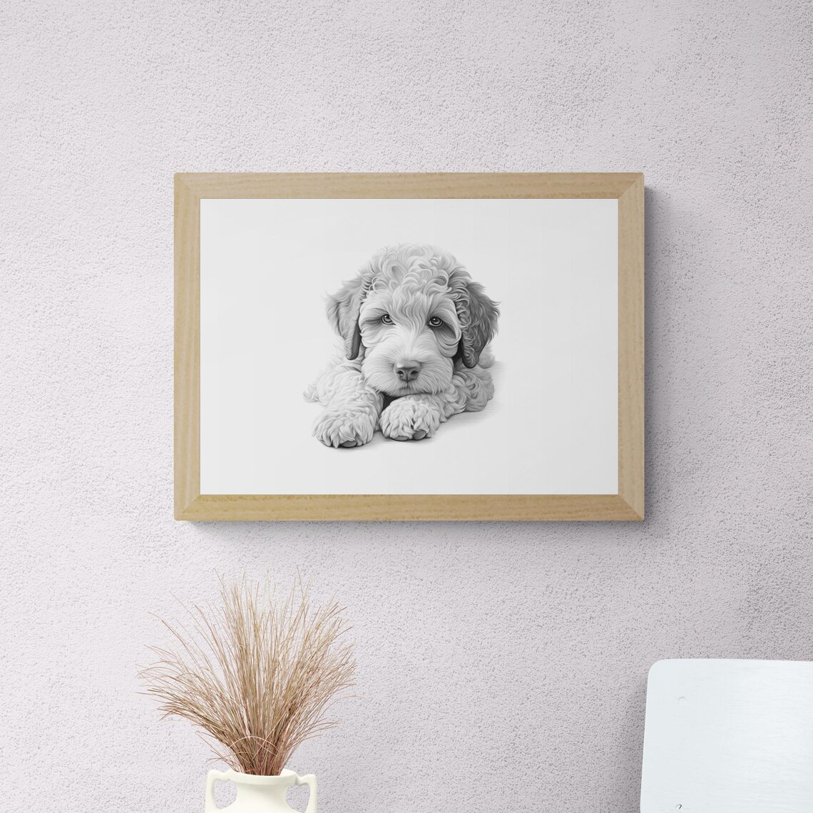 Lagotto Romagnolo Curly Dog Sketch Resting Paws Vintage Dog Poster - Image 2