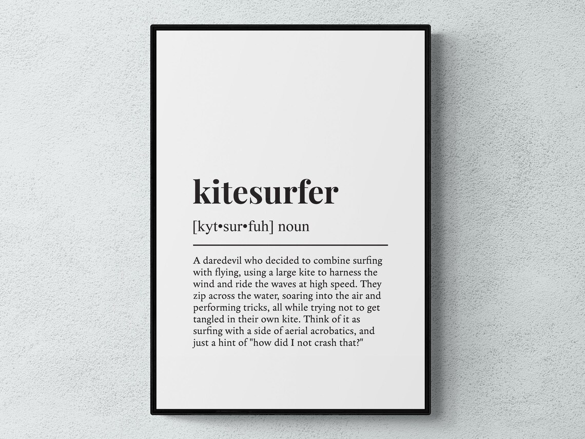 Kitesurfer Funny Definition Hobby Gift Wall Art Print