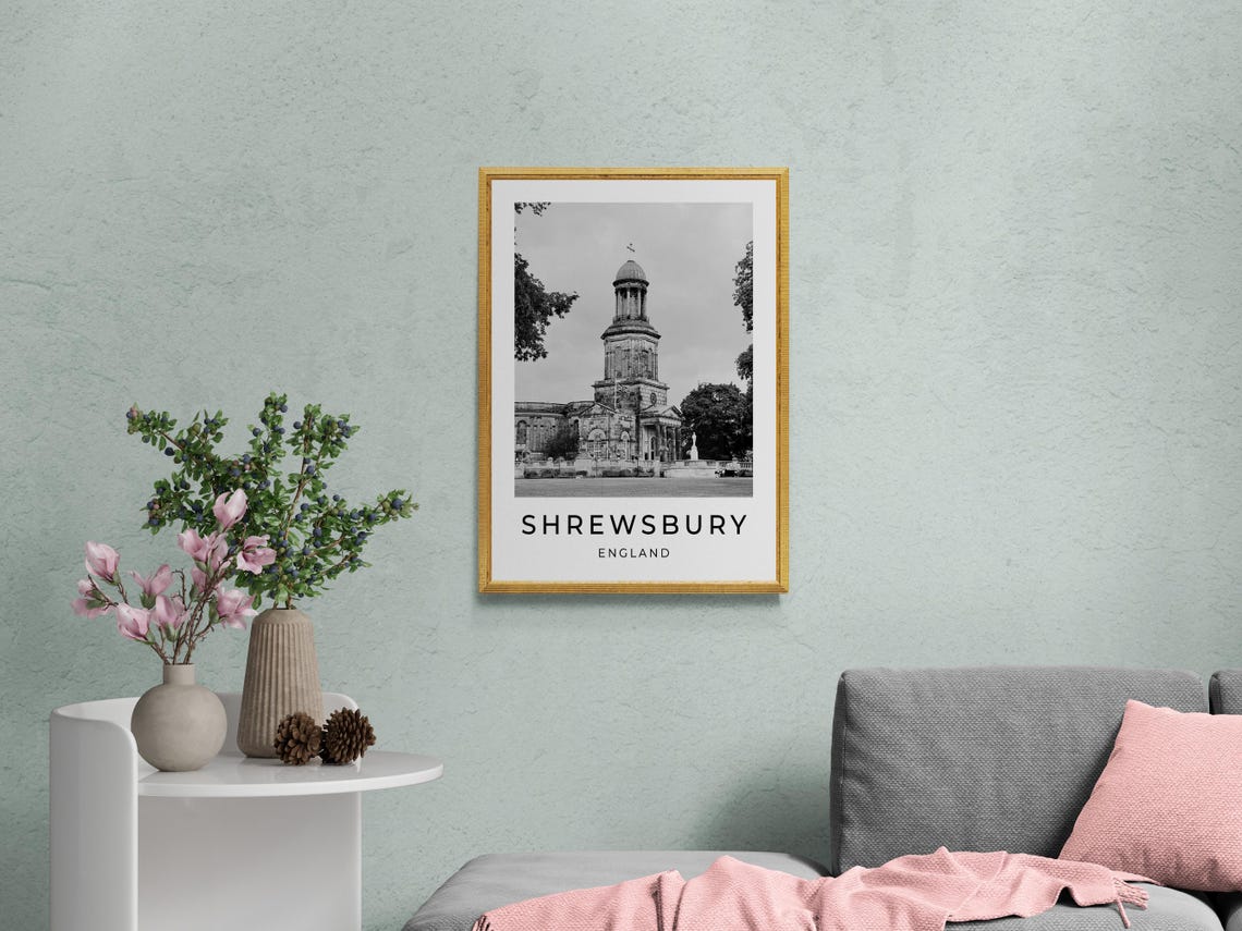 Shrewsbury England St Chads Church Domed Tower Historic View Poster - Image 2