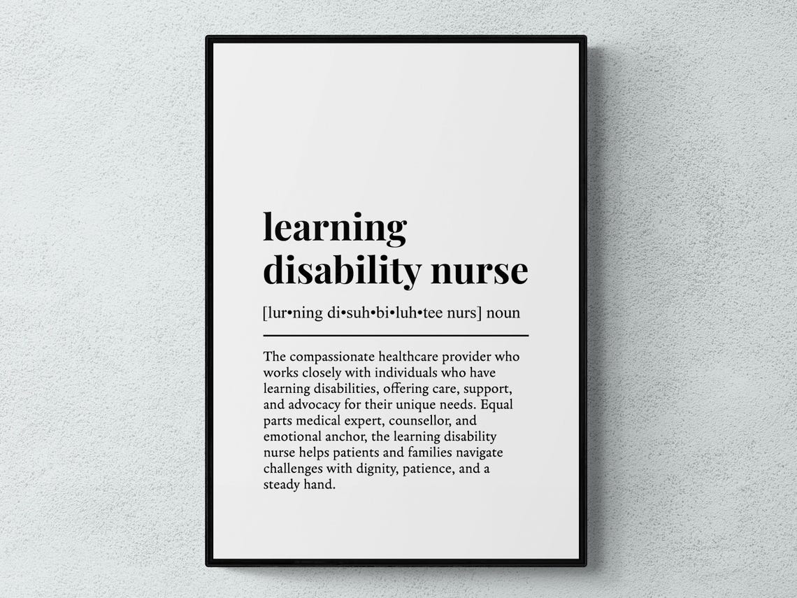 Learning Disability Nurse Funny Dictionary Definition Gift Poster