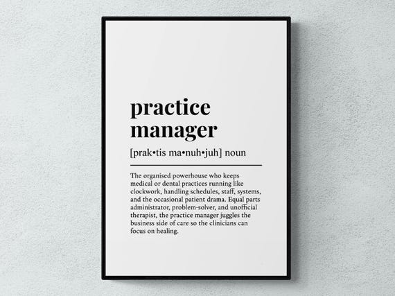 Practice Manager Funny Definition Job Work Gift Wall Art Print