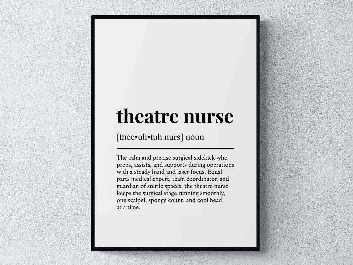 Theatre Nurse Dictionary Definition Surgical Nurse Gift Poster