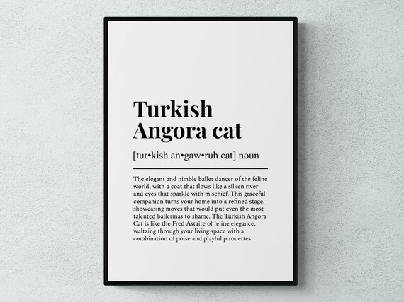 Turkish Angora Cat Funny Definition Wall Art Print