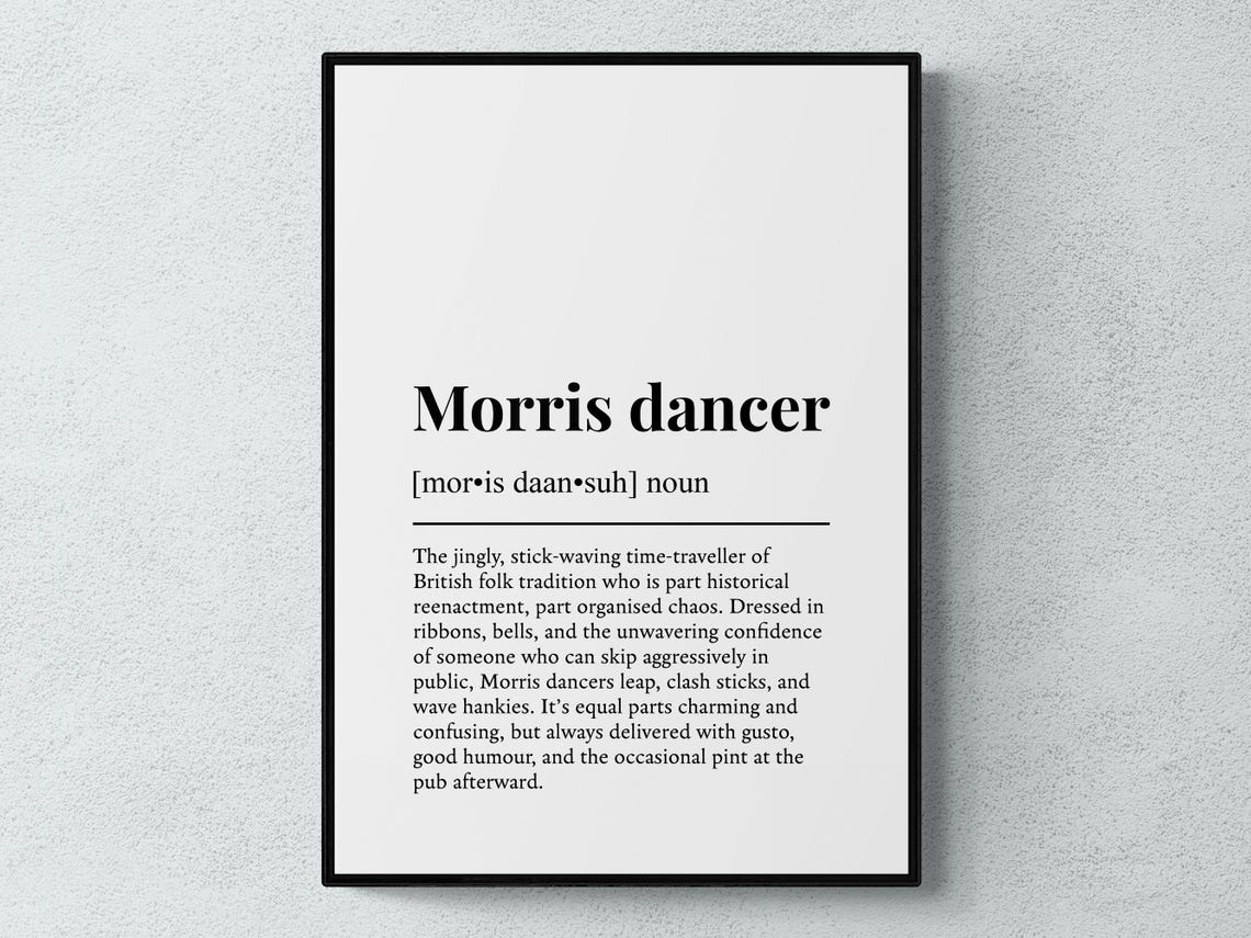 Morris Dancer Definition Dictionary Style British Folk Poster