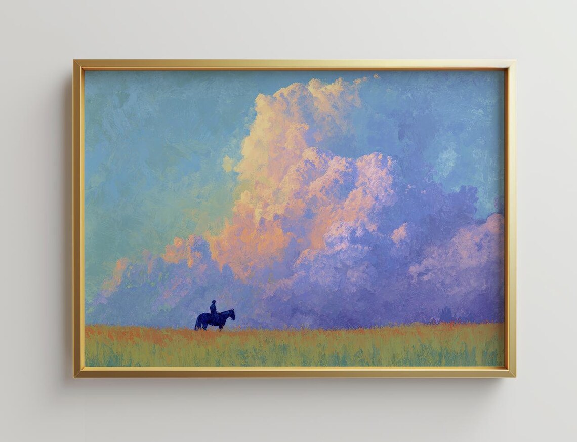 Horseback Riding Pastel Sunset Art Print