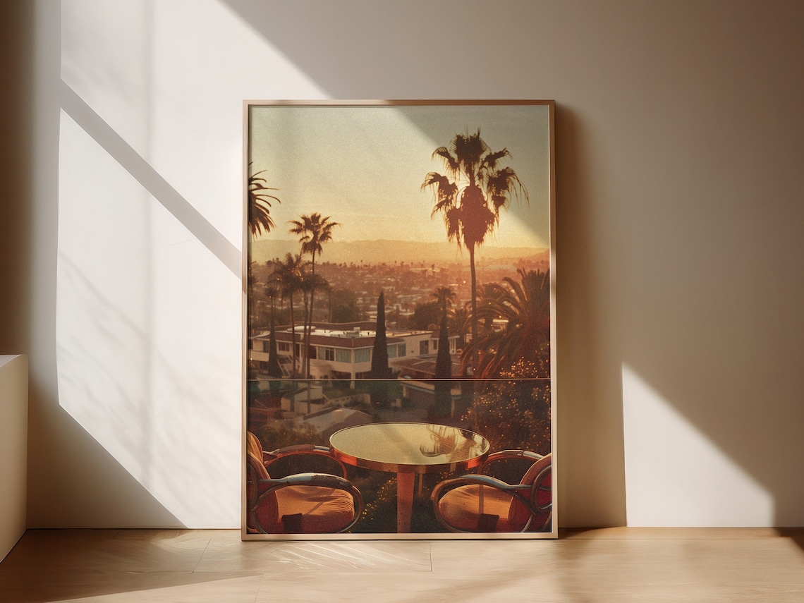 Vintage Los Angeles Retro Skyline Travel Poster