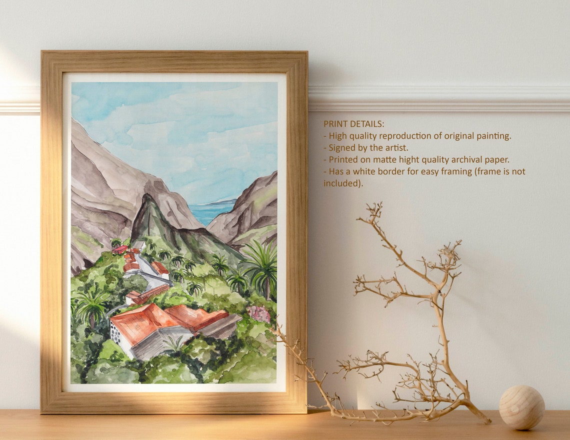 Tenerfe Art Print Masca Poster Canary Islands Print Spain Painting Tenerife Poster Europe Art Tenerife Wall Decor Travel Art - Image 4