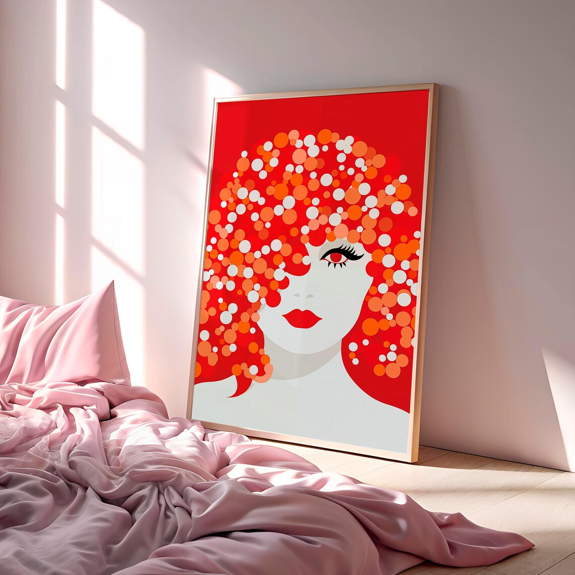 Dopamine Decor Portrait Print Bold Red Feminine Wall Art Modern Glam Coquette Poster Trendy Pop Style