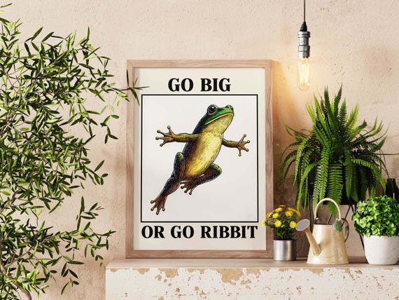 Funny Frog Wall Art Print Quirky Cubicle Decor Whimsical Quote Preppy Vintage Poster Playful Office