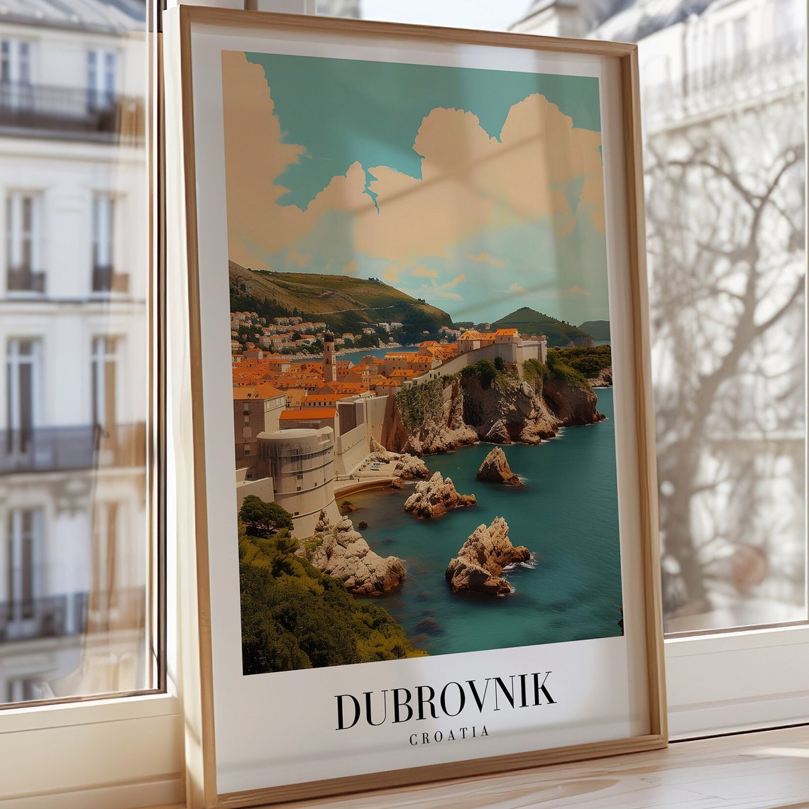 Dubrovnik Croatia Old Town Coast Cliffs Mediterranean Travel Poster