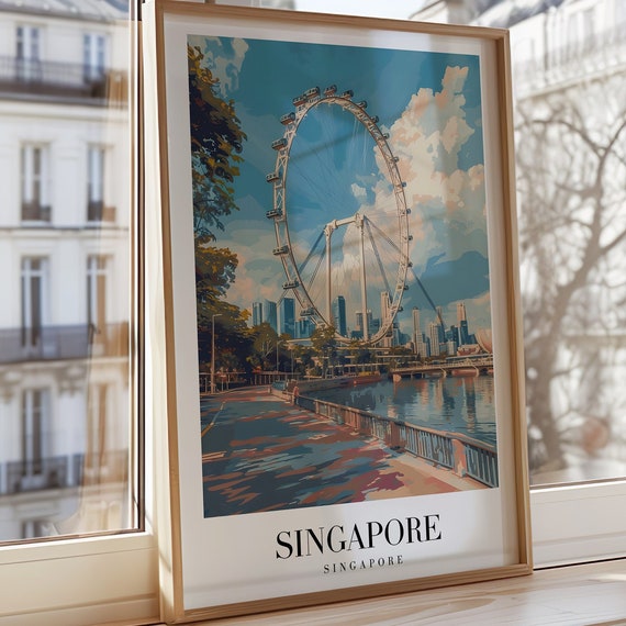 Singapore Poster City Art Marina Bay Sands Print Skyline Wallpaper Flyer Artwork Southeast Asia Wall