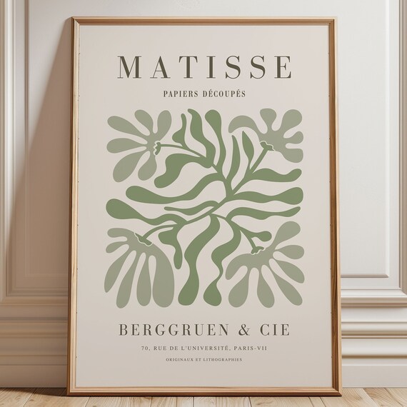 Sage Green Matisse Cutouts Wall Art, Mid-Century
