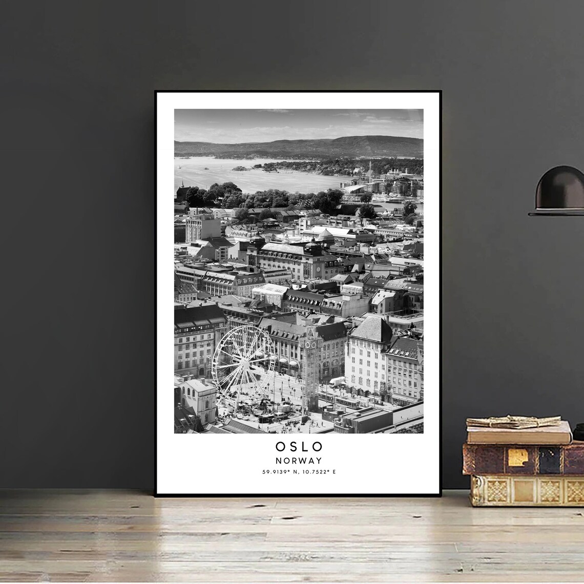 Oslo Travel Poster, Black and White City Print - Image 2